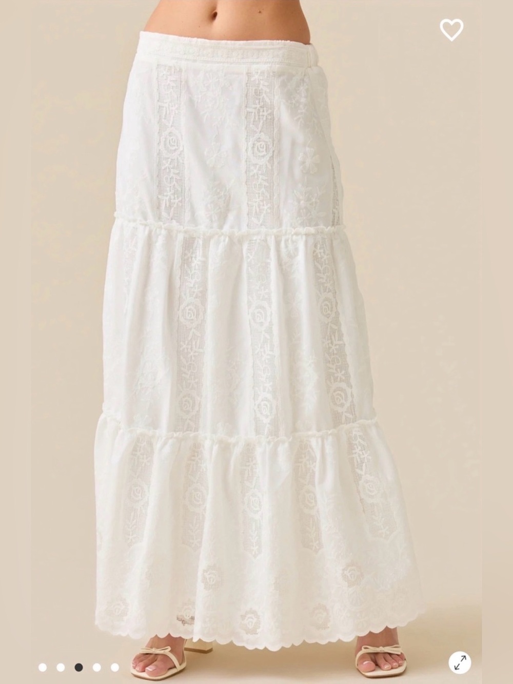Altar'd State White Tiered Eyelet Maxi Skirt